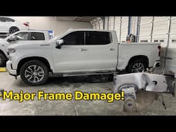 Rebuilding a wrecked 2020 Chevy Silverado High Country with Frame Damage in Under 15 Minutes