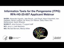 Pre-application Webinar: Informatics Tools for the Pangenome NOFOs