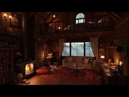 Cozy Cabin Ambience: Rain Sounds and Crackling Fireplace for Sleep, Study, and Relax