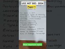 10 Most Important topics for paper 1/ UGC NET Dec 2024 #ugcnet #ugcnetpaper1 #drbarkhagupta