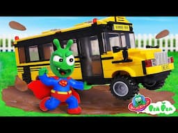 PeaPea Helps School Bus Get Dirty on the way - Funny Cartoon for Kids