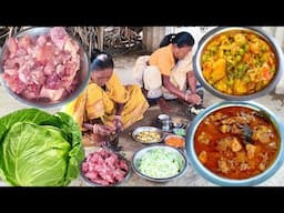 Tasty VEGETABLE CURRY And CHICKEN MEAT CURRY Recipe prepared by our tribe couple for lunch.