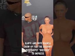 Kanye West and wife Bianca show up on the Grammy red carpet "Dressed" to impress