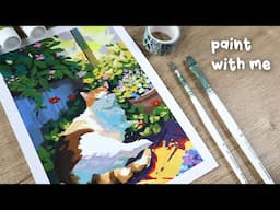 Calming Gouache Cat Painting | Paint with Me