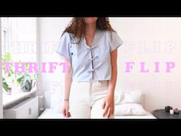 Thrift flip // men's shirt to tie front top