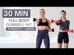 30 min DUMBBELL HIIT WORKOUT | Both High Impact + Low Impact Options | Pregnancy Friendly Options