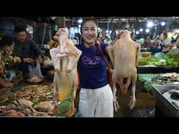 Market show and cooking: Yummy duck cooking - Sweet and sour duck soup cooking