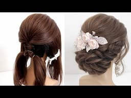 Latest bridal hairstyle for long hair. Wedding updo