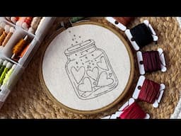 Beautiful jar with hearts embroidery pattern || Embroidery for Beginners - Let’s Explore