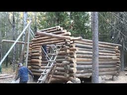 Cabin Ends Going Up #293-Martin's Old Off Grid Log Cabin