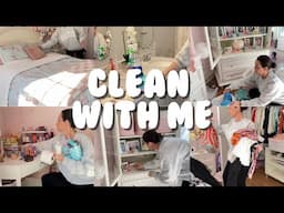 CLEAN WITH ME - CLEANING & ORGANIZING MY KID’S ROOM AND BATHROOM