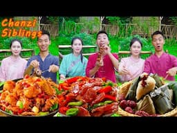 Fried Spicy Chicken Wings & Pork Rice Dumplings Recipes | Village Funny Mukbang 2022 | Chinese Food