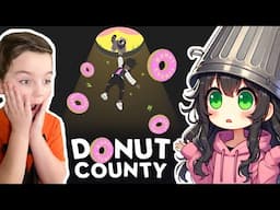 We made a popcorn and bunny volcano | DONUT COUNTY Gameplay with Ima and Jessy