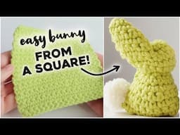 CROCHET BUNNY TUTORIAL SUPER EASY! how to crochet the easiest bunny from a square, crochet beginners