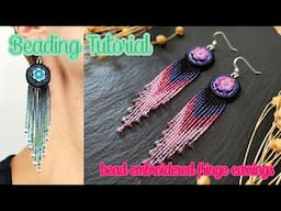 Beading Tutorial #15 | how to bead “Radka” earrings, elegant bead embroidered fringe earrings