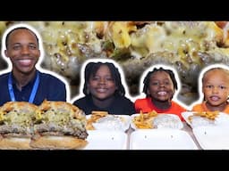 OCTUPLE BURGER FIVE GUYS N COOKOUT | KIDS CAME TO WORK WITH ME | MUKBANG 먹방 EATING SHOW BTS PREP