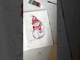 Let’s paint a Snowman this Christmas. #christmasdiy #christmaspainting #watercolor