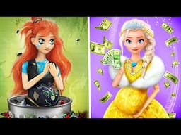 Rich Elsa and Broke Anna! New Story! 30 DIYs for Disney Princess