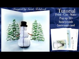 ⛄️ TUTORIAL How to make a 3D honeycomb Snowman Pop-up card Cardmaking Christmas craft DIY