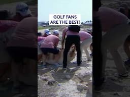 Golf fans move MASSIVE ROCK 💪