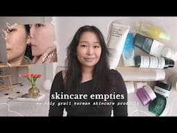 5 months of *unsponsored* empties for acne & texture | current holy grail korean skincare products