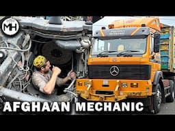 Afghan mechanic Inside Mercedes Truck Clutch Problems Solved with Basic Tools