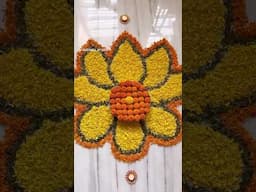 Flower rangoli idea for this diwali 🪔 #diy #diwali #rangoli #flowerrangoli #diwalidecor #festival