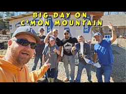 HUGE WORKDAY ON THE MOUNTAIN tiny house homesteading off-grid cabin build DIY HOW TO sawmill tractor