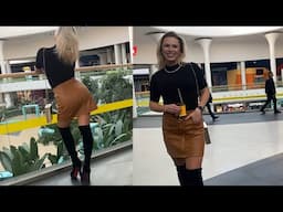 Crossdressers Inspired to Shop at the Mall in Leather Skirt & Over-the-Knee Boots (Feb. 2, 2024)