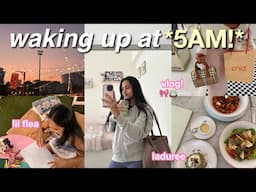 5AM *VLOG*🌤️🍵 morning routine, makeup tutorial, flea market | aesthetic & productive!