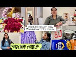 🌅Indiam Mom 5Am 🕔 Busy Morning to Evening Routine/URpower Garment steamer Review and Unboxing/NRImom