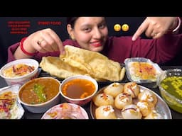 EATING chole bhature, Dahi Golgappa, Bhalle papadi, Aloo Tikki I Street chaat challenge I foodie gd