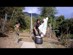 Rita  with her son Ridam in the village farm house || Life in rural Nepal || @Ritarojan