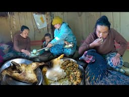 Local Chicken Soup Recip with Rice Cooking & Eating || Dinner together in the village | Village Vlog