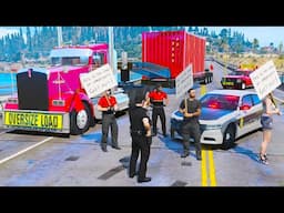 ANGRY Protesters Block BIGGEST Oversize Load in GTA 5 RP!