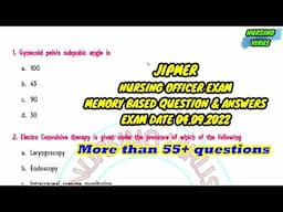 JIPMER Nursing officer Key Answers 2022 | JIPMER solved question paper 2022 | JIPMER 2022