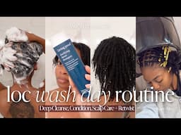 My Loc Wash Day Routine @8 Months! [ Deep Cleanse, Condition, Scalp Care + Retwist ]