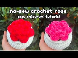 No-Sew Crochet Rose 🌹 Easy Beginner-friendly Amigurumi Tutorial