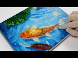 EASY Finger Painting Koi Fish for Beginners✨How to Paint Koi Fish STEP by STEP | Acrylic Painting