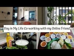 Day in My Life Co-working with my Online Friend | Co-working Session | South Indian Meals