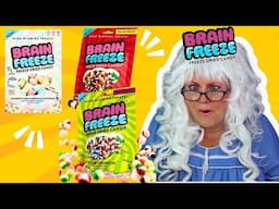 BRAIN FREEZE Sour Candy Worms Marshmallows Granny McDonald's Funny Taste Test