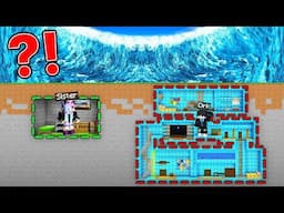 TINY & GIANT Bunker vs TSUNAMI in Minecraft...