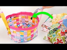 Never throw away leftover fabric scraps! Just make Basket from leftover cloth!