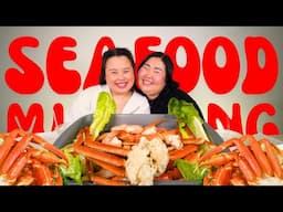 SEAFOOD MUKBANG 먹방 EATING SHOW! w/ SNOW CRAB LEGS 🦀 AND HUGE GIANT SHRIMP 🦐 |.MONDAY MUNCHIES