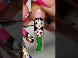 💚Nail Tutorial: Powerpuff BUTTERCUP💅🏻🌈😍 #nailart #nailtutorials #naildesigns #nails