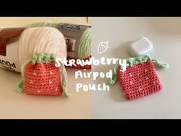 🍓 crochet strawberry airpod pouch | beginner-friendly tutorial