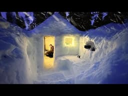 Winter Storm Camping in a Cozy Snow Shelter | Building a Bushcraft Shelter in Deep Snow