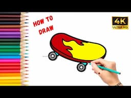 How to Draw a Skateboard || Easy Step-by-Step Drawing Tutorial for Beginners🛹🎨 #skateboard #drawing