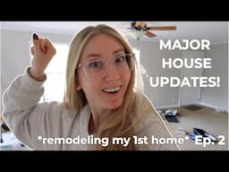 HOUSE UPDATE! | Remodeling my first home at 24! | planting grass, brick underpinning, new floors!