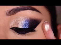 सिर्फ ऊँगली से करें आई मेकअप Apply Eyeshadow Using Your FINGER Blue Glitter Eye Makeup